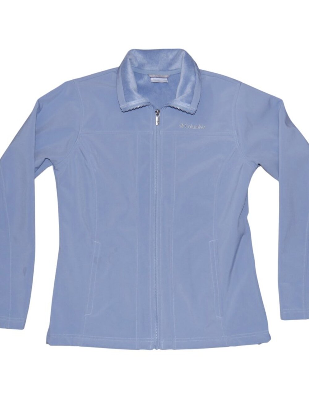 Columbia Soft Shell Full Zip Jacket Women's Size M Light Blue Fleece Lined GUC